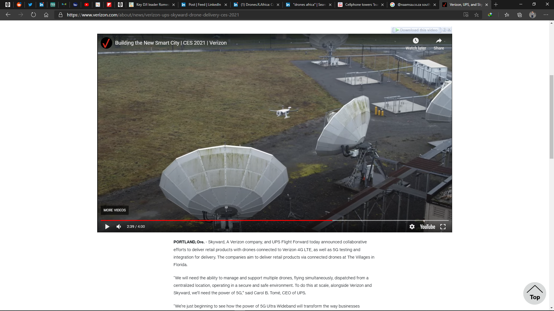 UPS and Verizon partner on connected drone deliveries