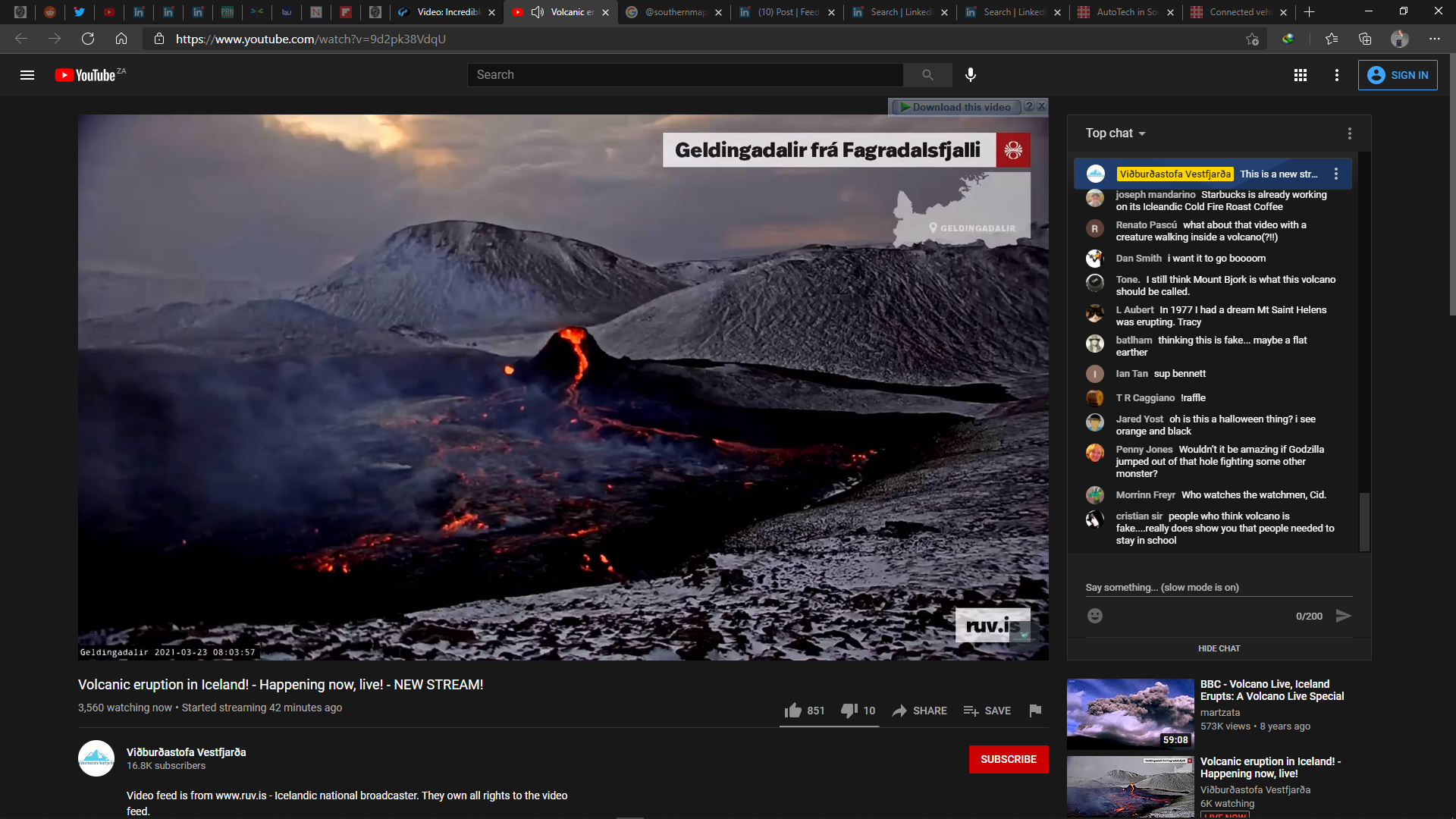 FPV drone flies over boiling Iceland volcano