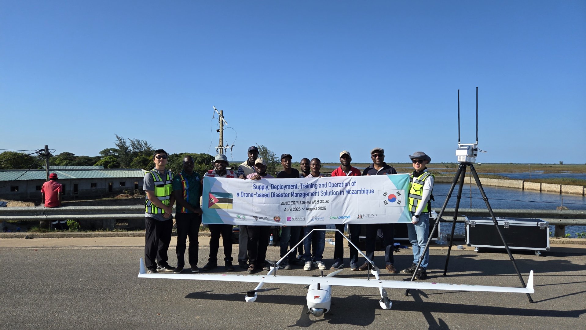 Drones assessing flood damage in Mozambique